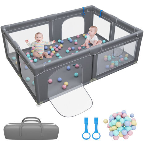 Magicfox – Parc bébé rectangulaire 200 x 150 x 68 cm – Tissu Oxford 300D non toxique – 50 boules incluses – Ventouses antidérapantes