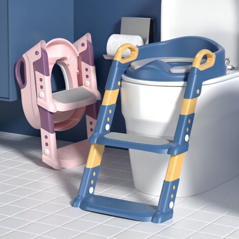 Magicfox – Réducteur WC enfant pliable – Hauteur réglable 1 à 6 cm – Coussin souple imperméable – Marche antidérapante – Compatible toilettes en V, O, U