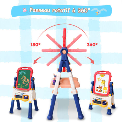 Chevalet Double Face Enfant - Tableau Blanc Magnétique Et Noir - Réglable 68-88 Cm - Avec Accessoires De Dessin - Cadeau 3-7 Ans