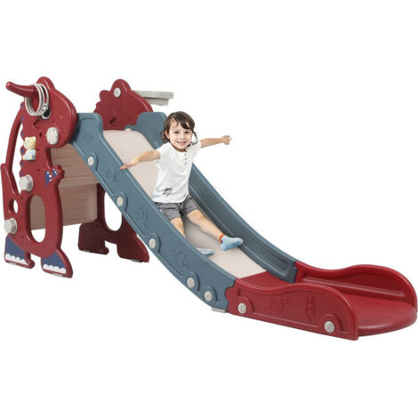 Magicfox – Toboggan pliable pour enfants – 134 cm de longueur – 67 cm de hauteur – Machine à musique intégrée – Panier de basket – Dès 2 ans – Rouge (1/4)