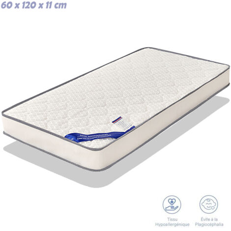 KITYTETY - Matelas bébé - Noyau perforée et Anti Bactérien – 2 faces ultra respirant- 60x120CM Epaisseur 11 CM