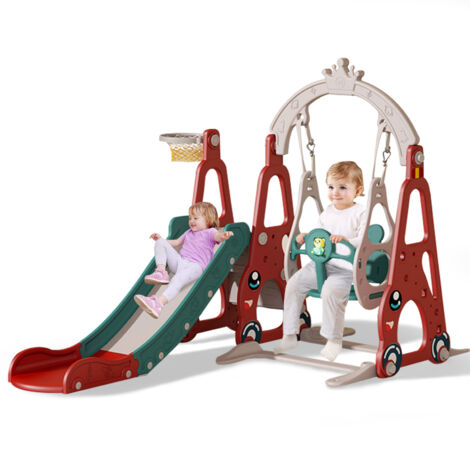 Magicfox – Toboggan 3 en 1 pour enfants – Toboggan long 150cm – Balançoire avec boîte à musique – Panier de basket amovible – Âge 1-6 ans (1/8)