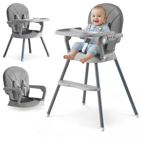 UBRAVOO Siège Rehausseur Portable 3 En 1 Beige - Chaise Haute Pliable Pour Bébé Dès 6 Mois Avec Plateau Double Couche