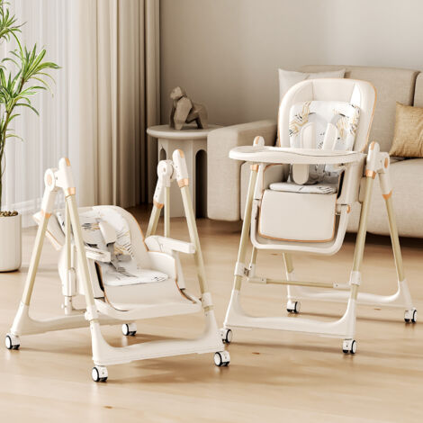 Chaise Haute MAGICFOX, Fauteuil Enfant, Puericulture Bébé, Repas , Pliée, Avec Plateau, Repose-pieds, Hauteur Réglable, Naissance