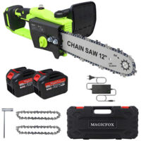Magicfox – Tronçonneuse à batterie 30 cm avec 2 batteries 6.0Ah – Moteur Brushless – Lubrification automatique – Coupe jusqu’à 20 cm de diamètre