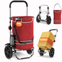 Chariot de courses pliable avec roues plus aîches, chariot de courses de grande capacité  1420