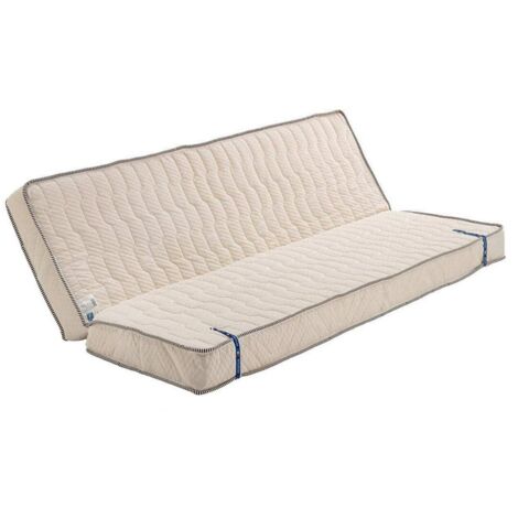Matelas Ferme Pour tous Clic Clac + Alése 140x190 x 10 cm avec contact avec contact Latex sur Face Hiver - Découpe Assise 70 cm - 5 zones de Confort - Face été et - Trés Respirant