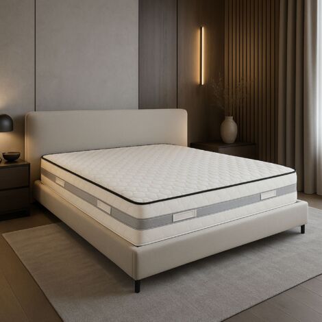 Matelas 120x190 cm Memoire de Forme 70 Kg/m3 - Hauteur 25,5 cm Tres Ferme - 7 Zones de Confort - ame rembourrage 100 % polesther - âme 100 % polyuréthane poli lattex Haute Resilience - (1/4)