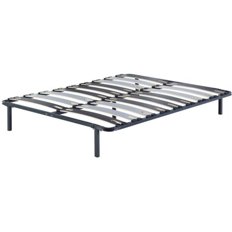 Sommier Metal 200x200 cm - 29 cm - 9 Larges Lattes de 12,5 cm - Solide et Confortable - Cadre à Latte Patrick (1/5)