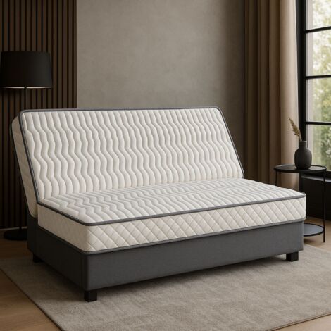 Matelas Souple Pour tous Clic Clac 140x190 x 10 cm + Oreiller Visco + contact avec contact Latex sur Face Hiver - Dim Assise 70 cm - 5 zones de Confort - Face été et