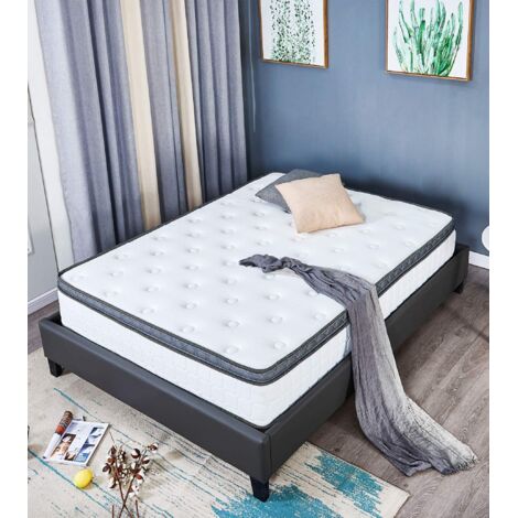 Matelas sunny a Ressorts Ensaches + 4 cm Memoire de Forme 80 Kg/m3 - 120x190 Hauteur +/- 27 cm - Accueil Moelleux - Soutien Equilibre + Oreiller Visco - 7 Zones de Confort - (1/5)