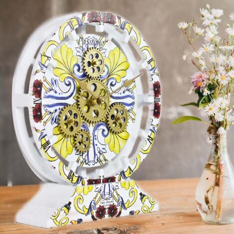 THE GEARS CLOCK Tischuhr mit echten beweglichen Zahnraedern - Italy Collection - 10" Rund - Positano (1/5)