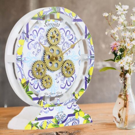THE GEARS CLOCK Tischuhr mit echten beweglichen Zahnraedern - Italy Collection - 10" Rund - Sorrento (1/5)