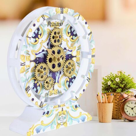 THE GEARS CLOCK Tischuhr mit echten beweglichen Zahnraedern - Italy Collection - 10" Rund - Praiano (1/5)
