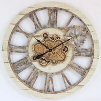 THE GEARS CLOCK Wanduhr mit echten beweglichen Zahnraedern - America Collection - 36" Rund - Desert - Beige