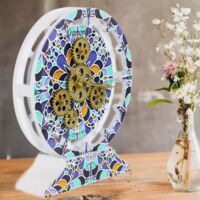 THE GEARS CLOCK Tischuhr mit echten beweglichen Zahnraedern - Italy Collection - 10" Rund - Tramonti