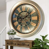 THE GEARS CLOCK Wanduhr mit echten beweglichen Zahnraedern - Luxembourg Collection - 40" Rund - BRONZE - ANTIQUE