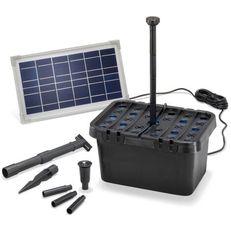 Esotec – Pompe solaire pour bassin 8W 380 l/h – Filtration mécanique et biologique – Hauteur de refoulement 70 cm – 100900