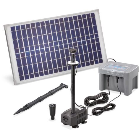Esotec – Pompe solaire 25W avec batterie 12V – Hauteur de refoulement max 1,4m – Débit 630l/h – 101925 (1/5)