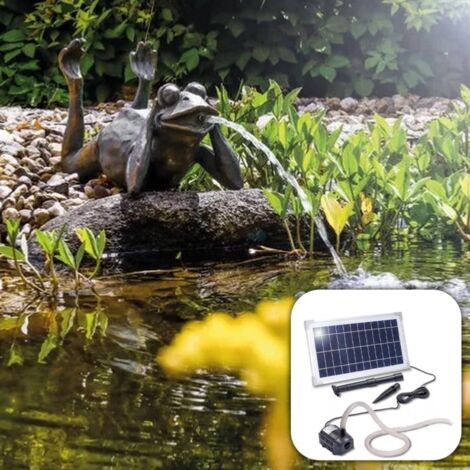Fontaine solaire grenouille paresseuse 600 l/h – Pompe 10W – Débit max 610 l/h – Imitation bronze pour bassin décoratif