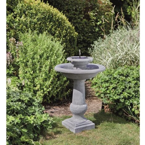 Fontaine solaire bain d'oiseau 2 niveaux – En polyrésine résistante – Hauteur 0,7m – Module solaire 1.1W – Autonome et sans électricité – Smart Garden