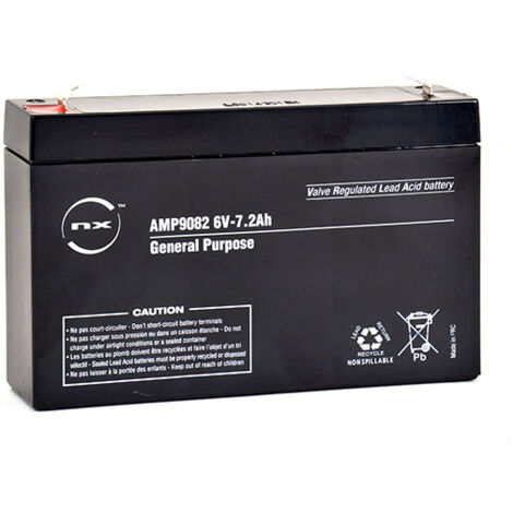 NX – Batterie plomb AGM 6V 7,2Ah – Technologie étanche pour appareils divers – Recharge rapide – Dimensions 151x34x100mm