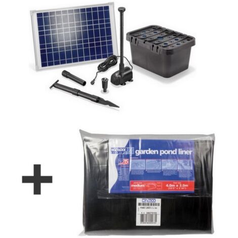 Kit bassin complet 2500L max avec liner – Pompe solaire 1300L/h – Filtre immergé – Hauteur de refoulement 1,7m - 1300L-20W