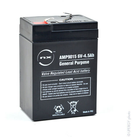 NX – Batterie plomb AGM 6V 4.5Ah – Technologie étanche pour applications variées – Dimensions 70x47x106mm – Poids 0.81kg