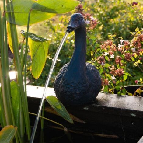 Ubbink – Sujet cracheur Cygne 26cm – Fontaine de jardin en polyrésine – Débit 300-1000 l/h – Raccord tuyau 12-13 mm