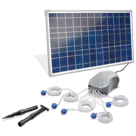 Esotec – Aérateur de bassin solaire 25W 600l/h – Débit 600l/h avec 5 sorties – Installation simple sans électricité – 101076