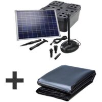 Kit bassin complet 5000l max – Pompe solaire 1700L/h – Filtre immergé 20L – Liner 5.5x4m pour bassin autonome - 1700L-50W