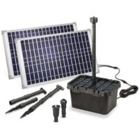 Esotec – Kit pompe solaire bassin avec filtre – 1750L-50W – 2 panneaux solaires 25W – Fonctionnement autonome sans électricité