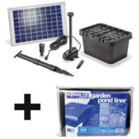 Kit bassin complet 750L max avec liner – Pompe solaire 600L/h – Filtre immergé – Hauteur de refoulement 1,4m - 600L-10W