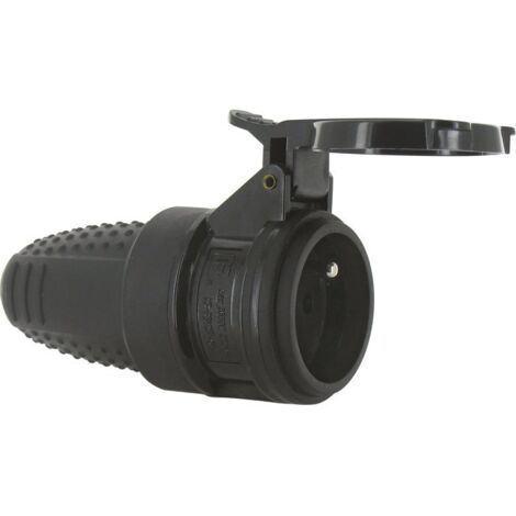 Fiche électrique étanche 2P+T 16 A femelle – IP44 pour utilisation extérieure – Prise caoutchouc pour locaux humides – Dhome