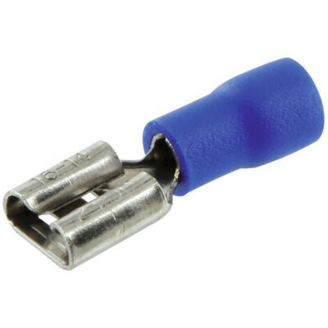 Clip Femelle Pré-Isolé Bleu de 6,35 mm, Section 1,5 à 2,5 mm², Sachet de 10 (1/3)