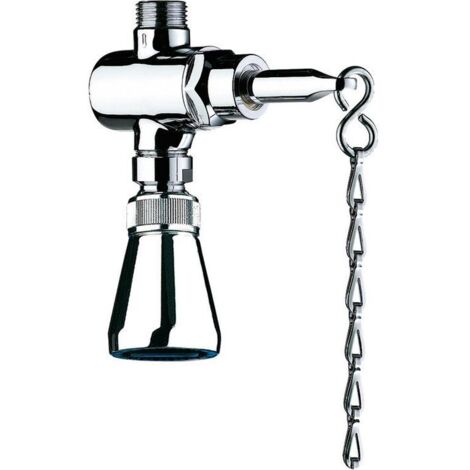 Delabie – Pomme de douche à chaîne temporisée – Débit 9 l/min à 3 bar – Corps en laiton massif chromé – Pommeau orientable antitartre (1/5)
