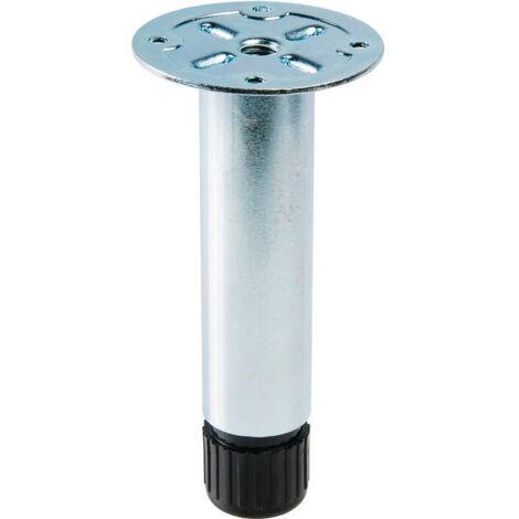 Pied de meuble en acier zingué – Hauteur réglable 12 cm – Fixation par vis bois ou tige creuse M10 x 30 mm – Pour espaces confinés – Camar