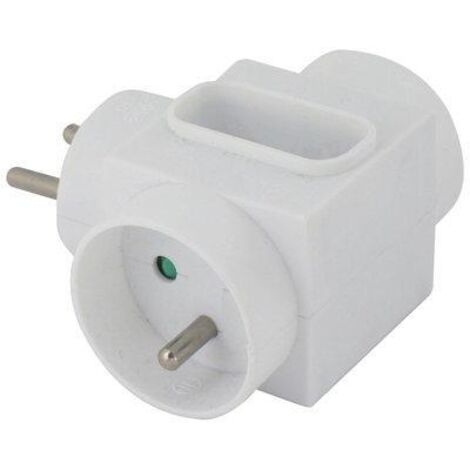 Fiche Multiprise Triplite Latérale Dhome 2x 2P+T + 2P 6A, 16A, Blanc (1/2)