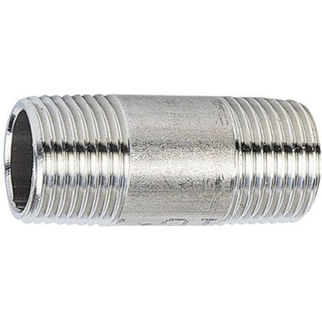 Raccord en inox droit à visser M 1/2'' - Longueur 48 mm - Mamelon en acier inoxydable I316 15x21 Sferaco 2040004