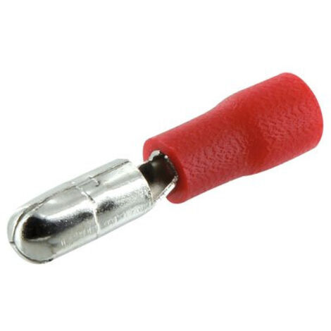 Cosse cylindrique pré-isolée rouge mâle de 4 mm (section 0,5 à 1,5 mm²) – Pack de 10 (1/3)