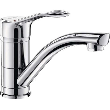 Delabie – Mitigeur de lavabo chromé avec bec mobile et mousseur – Manette creuse ergonomique – Fixation renforcée pour environnements médicaux