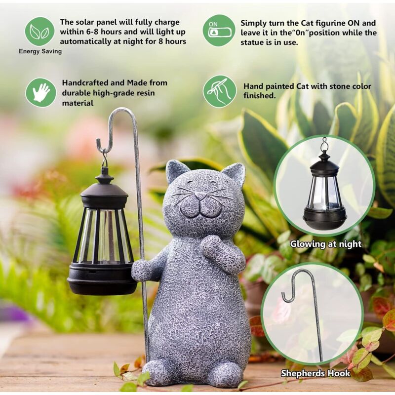 Statue Raton Laveur Avec Lampe Solaire - Décoration Jardin Mignonne | Cadeau Idéal Pour Balcon, Terrasse