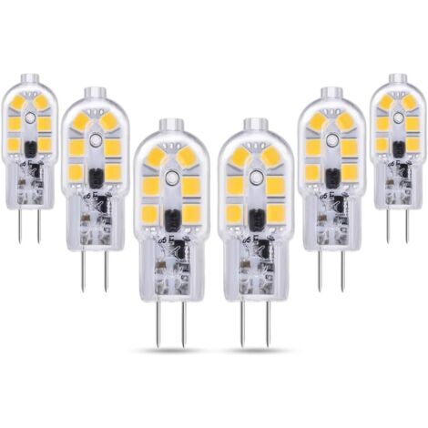 Ampoule G4 LED 12V 2W Blanc Chaud 3000K, 200lm, Équivalent Lampe Halogène G4 10W 20W, non-dimmable, Bi-pin G4 12V LED AC DC pour Lustre, Lampe de Table, lot de 6