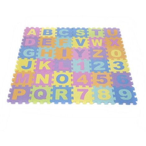 Rnemitery – Tapis puzzle éducatif 36 pièces en mousse EVA – 10 chiffres et 26 lettres – Dimensions 14x14cm – Antidérapant et facile à nettoyer