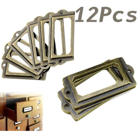 Rnemitery – Lot de 12 poignées de meuble en laiton antique – 70mm x 33mm – 24 vis incluses – Pour armoires et tiroirs