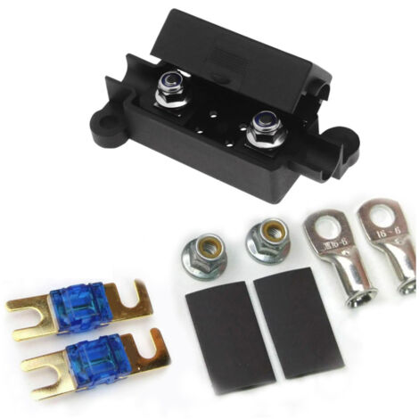 Fusible, Porte-fusible et Mini-couvercle de voiture - 100A avec Fusibles Plaqué, Midi, Terminaux & Thermorétractables (1/8)