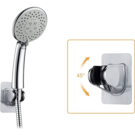 Support Douche Sans Percage Colle 3M- Support Pommeau de Douche Universel, Réglable (45°), Support Douchette Mural Charge Jusqu'à 18 kg, pour Pommeau de Douche Douchette Salle de Bain, Chrome nb2K0svJ (1/5)
