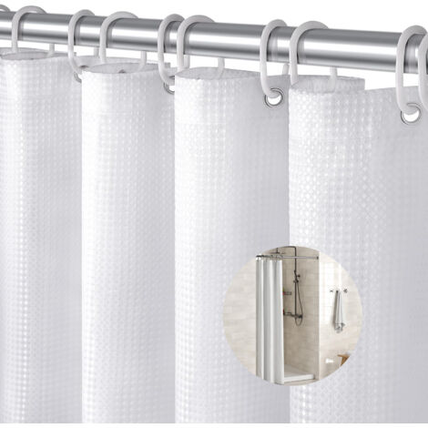 Rnemitery – Rideau de douche gaufré 180x90cm – Imperméable et résistant à la moisissure – Installation facile avec œillets – Design moderne (1/5)
