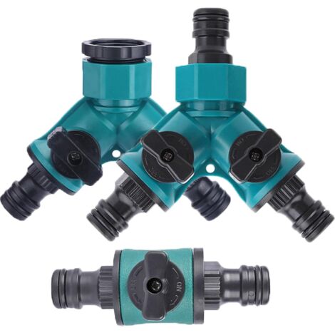 Rnemitery – Séparateur de tuyau d'arrosage 2 voies – Raccord rapide en plastique – Connecteur double pour irrigation jardin – Lot de 3 pièces (1/6)