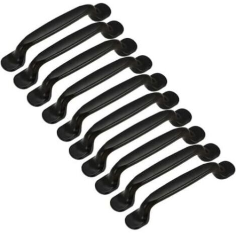 Rnemitery – Lot de 10 poignées de meuble en aluminium noir mat – Entraxe 128mm – Design minimaliste pour armoires et tiroirs